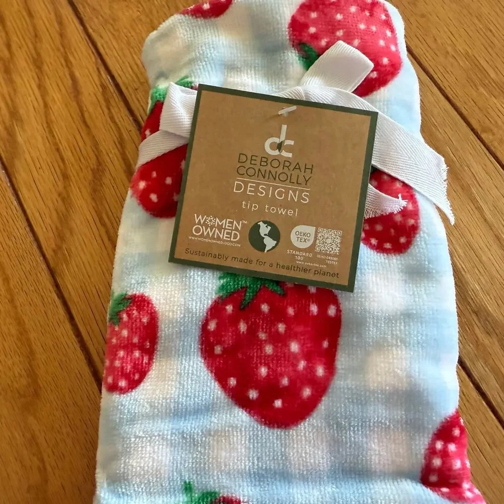 NWT Deborah Connolly Designs Strawberry Tip Towel | Women-Owned OEKO-TEX Summer